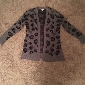 Cheetah print cardigan sweater
